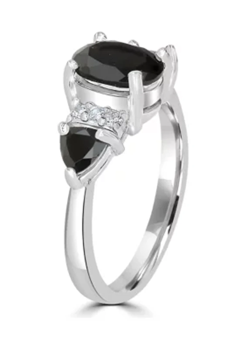 Sterling Silver 3 Stone Oval Ring