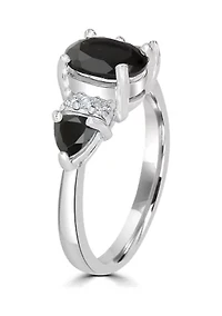 Sterling Silver 3 Stone Oval Ring