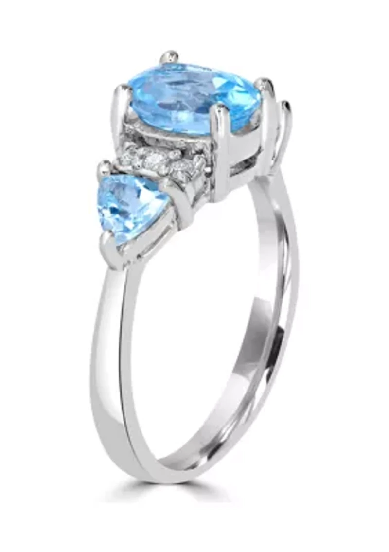 Amethyst and White Topaz Oval Ring Sterling Silver