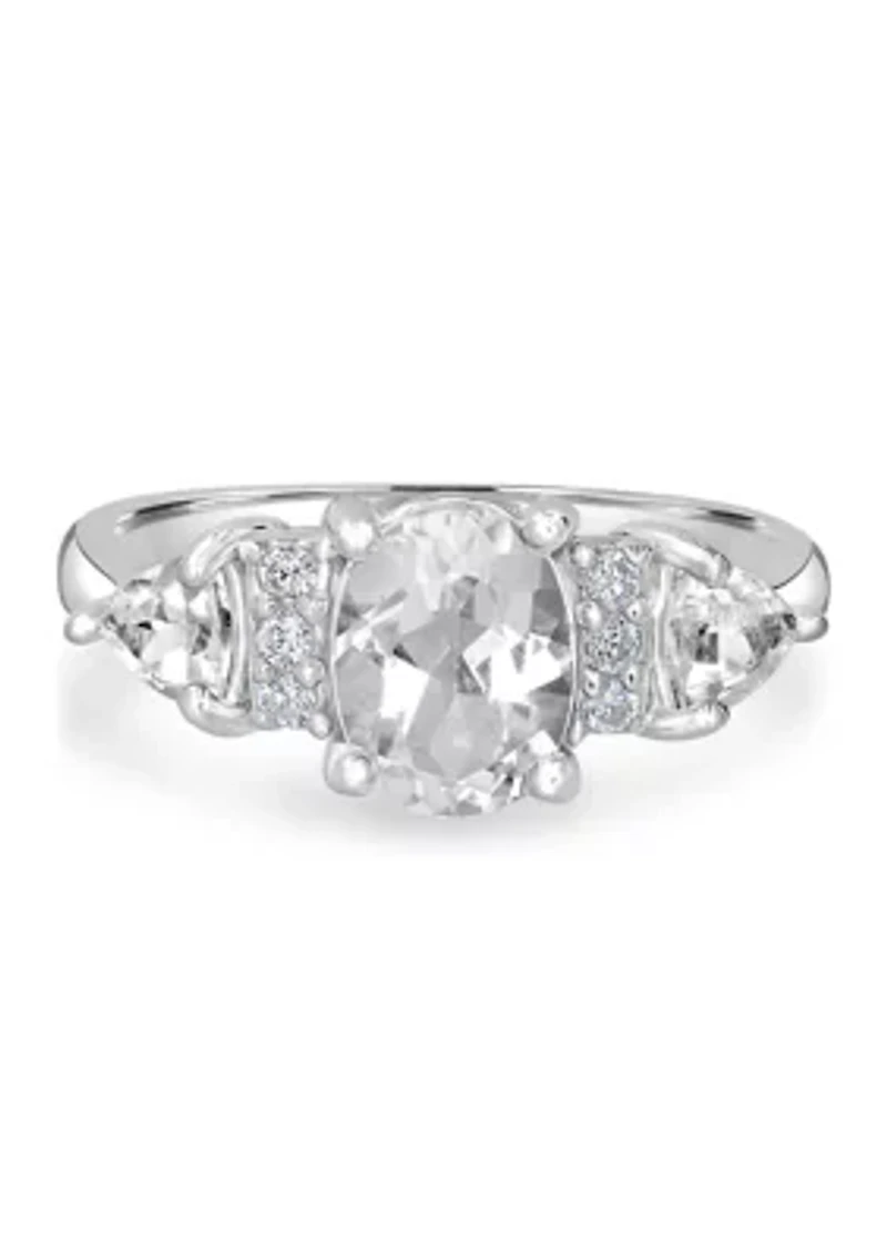 Sterling Silver Oval White Topaz Ring