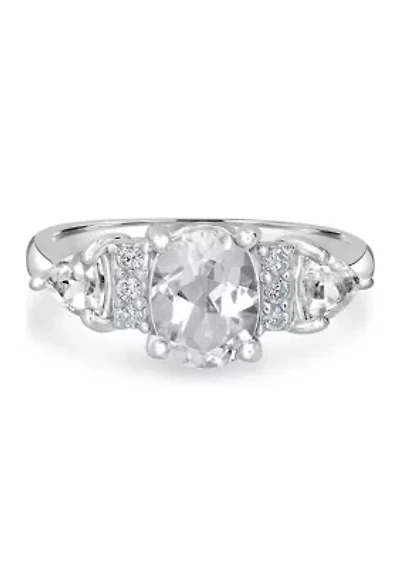 Sterling Silver Oval White Topaz Ring