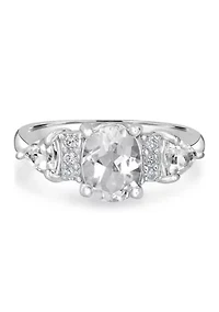 Sterling Silver Oval White Topaz Ring