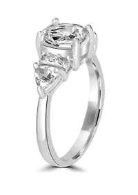 Sterling Silver Oval White Topaz Ring