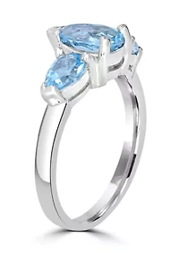 Triple Pear Sterling Silver Blue Topaz Ring