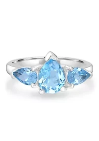 Triple Pear Sterling Silver Blue Topaz Ring