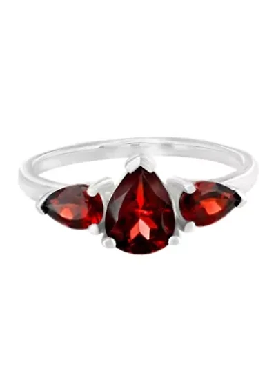 Triple Pear Sterling Silver White Topaz Ring