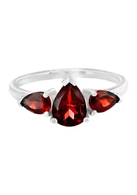 Triple Pear Sterling Silver White Topaz Ring