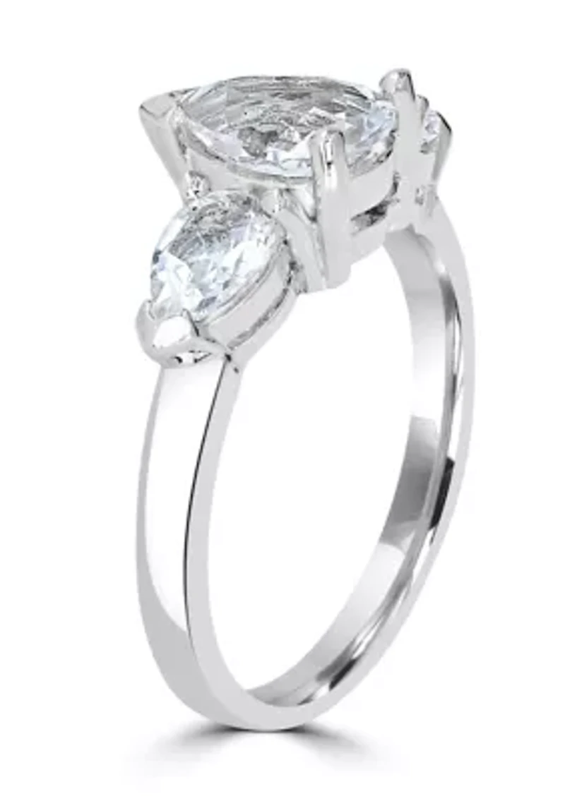 Triple Pear Sterling Silver White Topaz Ring