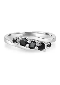 Black Onyx Stone Wave Ring Sterling Silver