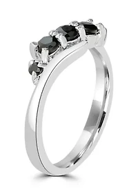Black Onyx Stone Wave Ring Sterling Silver
