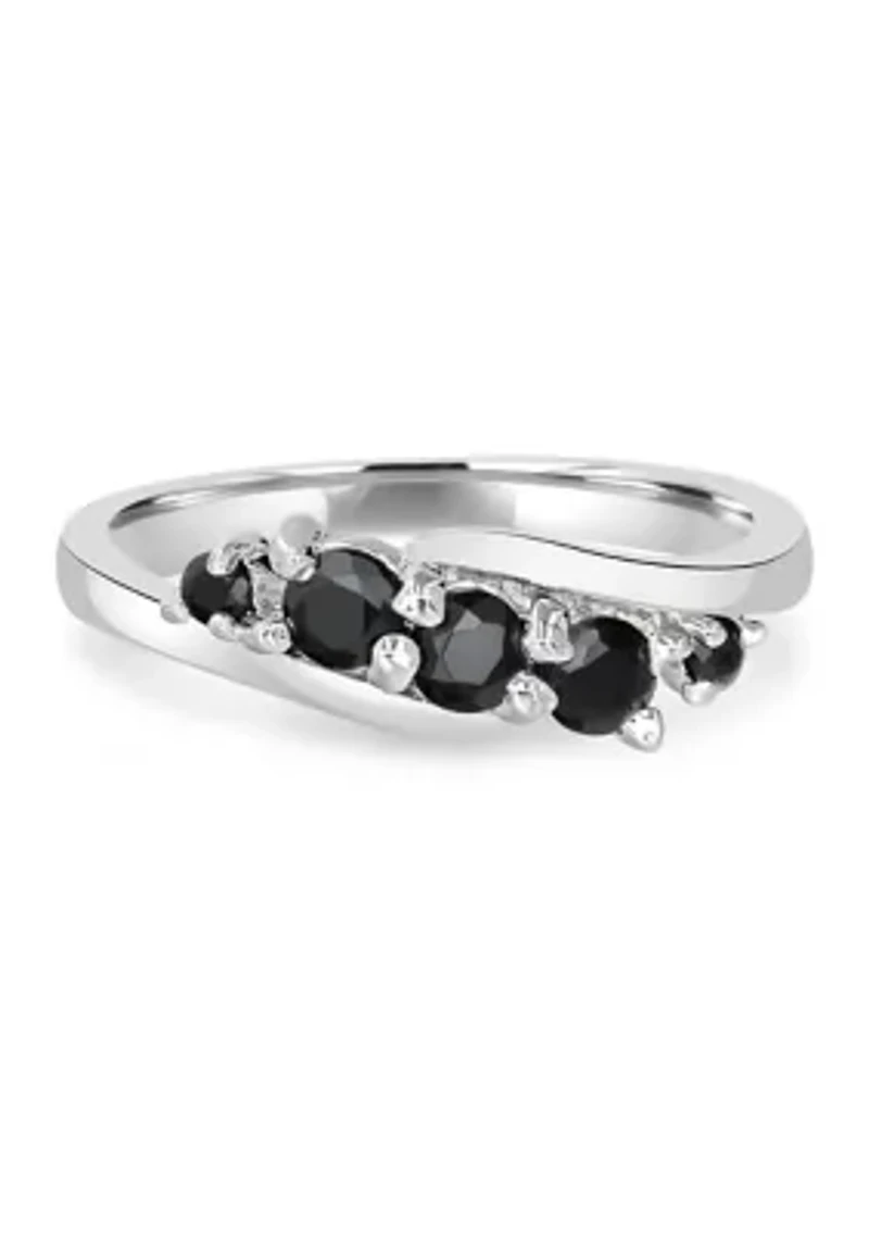 Sterling Silver Black Onyx Wave Ring
