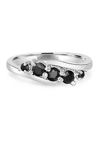 Sterling Silver Black Onyx Wave Ring