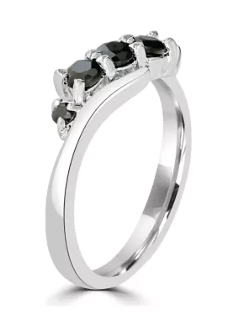 Sterling Silver Black Onyx Wave Ring