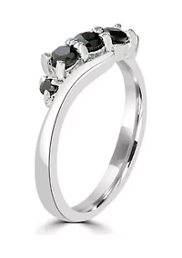 Sterling Silver Black Onyx Wave Ring