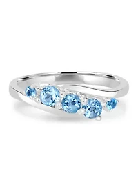 Sterling Silver Blue Topaz Wave Ring