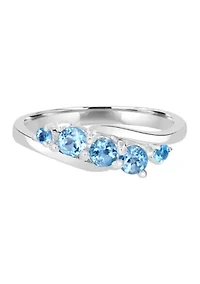 Sterling Silver Blue Topaz Wave Ring