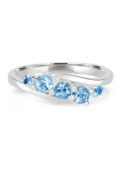 Sterling Silver Blue Topaz Wave Ring