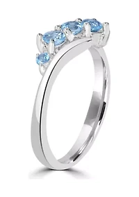 Sterling Silver Blue Topaz Wave Ring