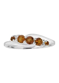 Sterling Silver Citrine 5 Stone Wave Ring
