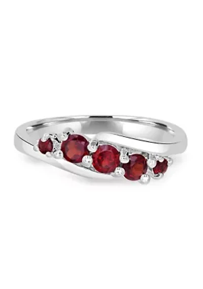 Sterling Silver Garnet Wave Ring