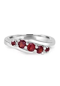 Sterling Silver Garnet Wave Ring