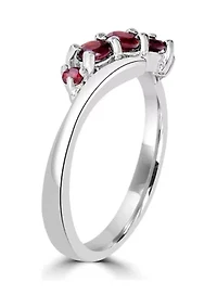 Sterling Silver Garnet Wave Ring