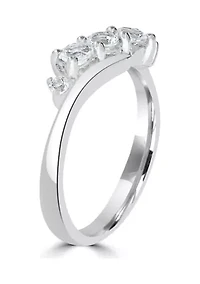 Sterling Silver White Topaz Wave Ring