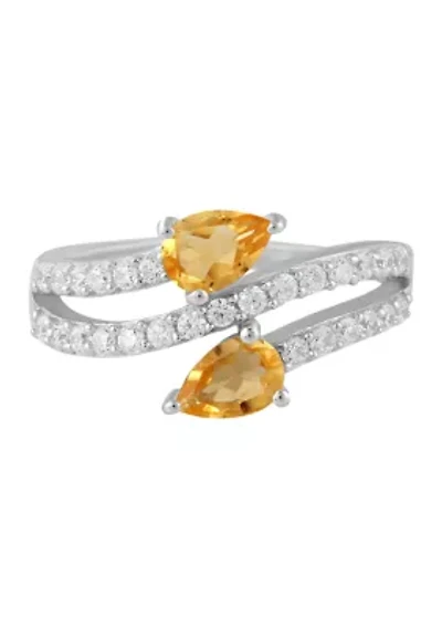 Sterling Silver Pear-Cut Bypass Ring