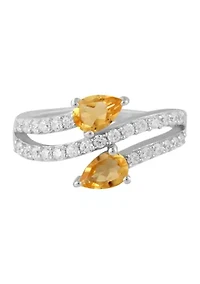 Sterling Silver Pear-Cut Bypass Ring