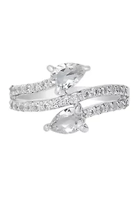 Sterling Silver White Topaz Bypass Ring