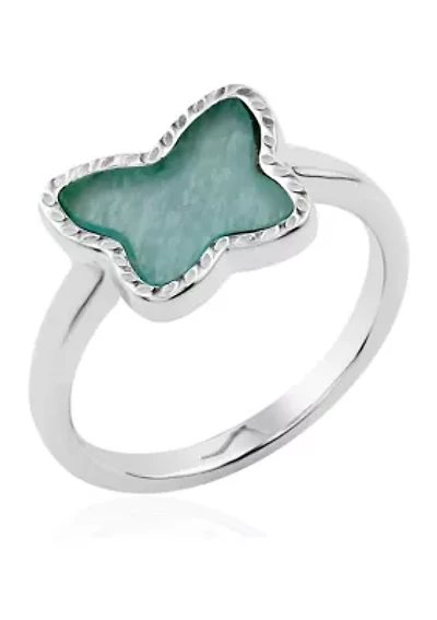 Sterling Silver Genuine Stone Butterfly Ring