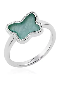 Sterling Silver Genuine Stone Butterfly Ring