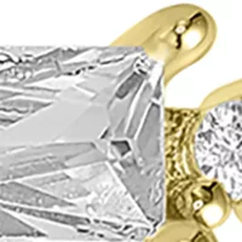 Gold-Plated Emerald-Cut and Round-Cut Cubic Zirconia Ring