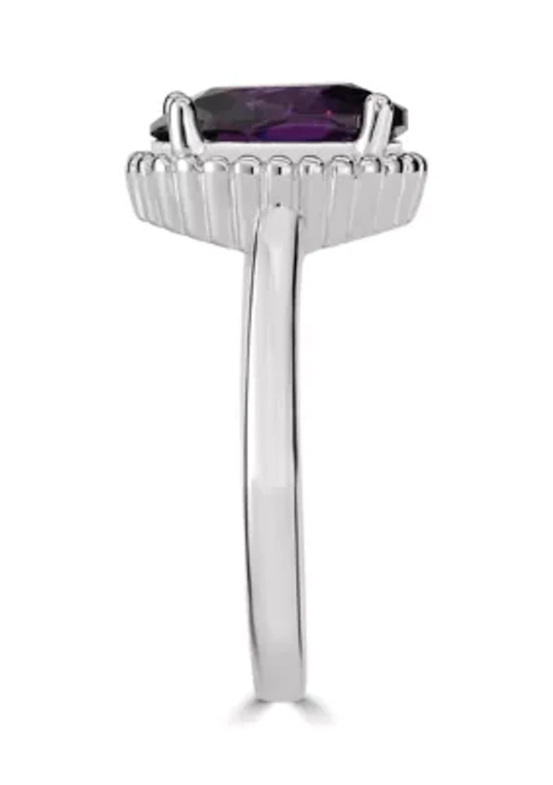 Sterling Silver Amethyst Cubic Zirconia Ring