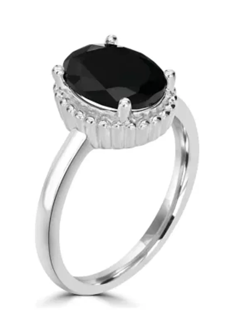 STERLING SILVER PRINCESS CUT EMERALD RING