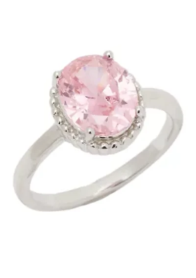 Pink Princess Cut Ring