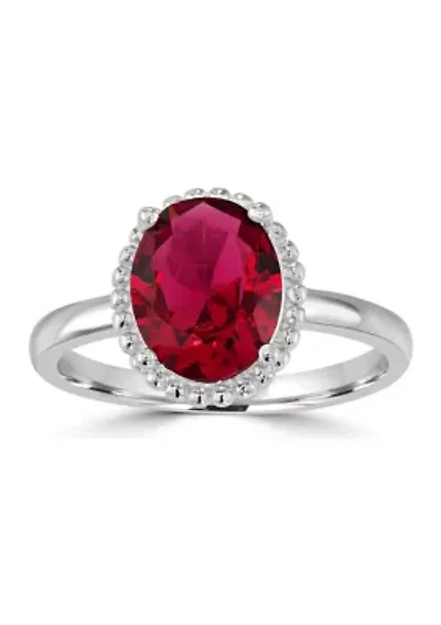 Sterling Silver Ruby Cubic Zirconia Ring