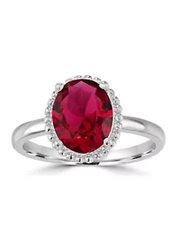 Sterling Silver Ruby Cubic Zirconia Ring
