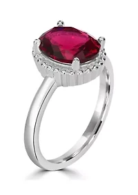 Sterling Silver Ruby Cubic Zirconia Ring