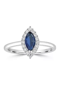 Sterling Silver Double Cubic Zirconia Halo Marquise Ring