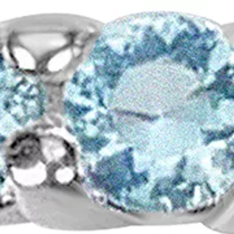 Sterling Silver Aquamarine Cubic Zirconia Band Ring