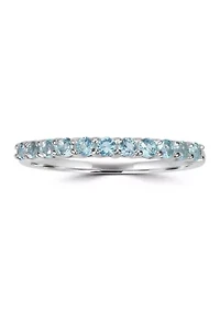 Sterling Silver Aquamarine Cubic Zirconia Band Ring
