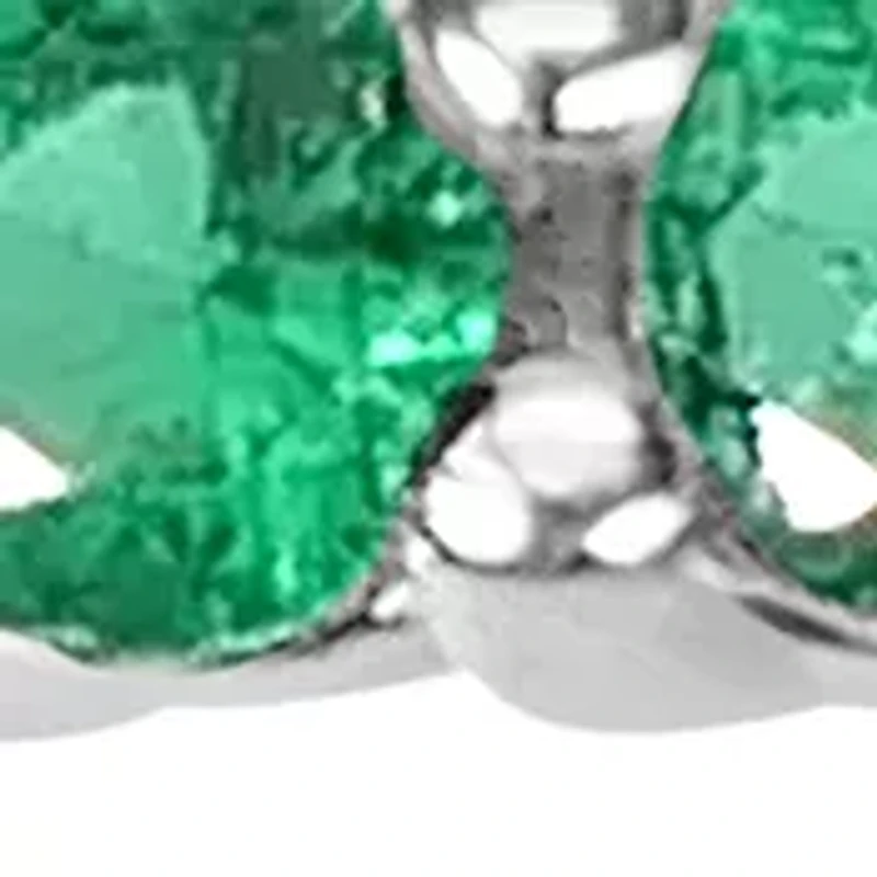 Fine Silver Plated Green Cubic Zirconia Pavé Ring