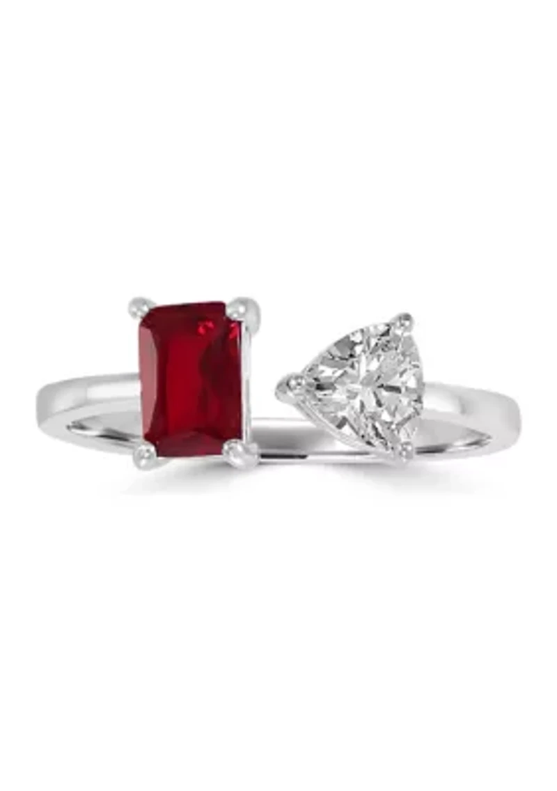 Sterling Silver Square Cut Cubic Zirconia Ring