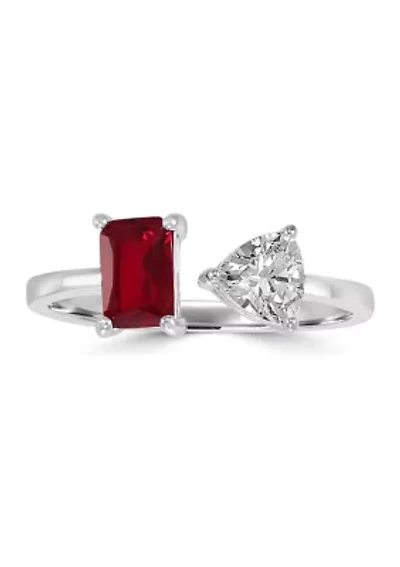 Sterling Silver Square Cut Cubic Zirconia Ring