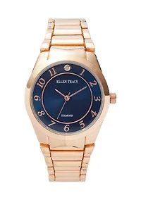 Women's Rose Gold Tone Navy Diamond Dial Bracelet Watch 