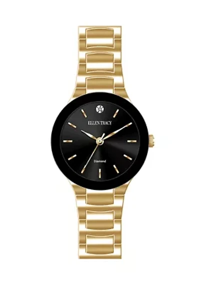 Gold Tone Black Bezel Bracelet Watch
