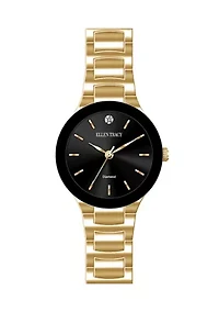 Gold Tone Black Bezel Bracelet Watch