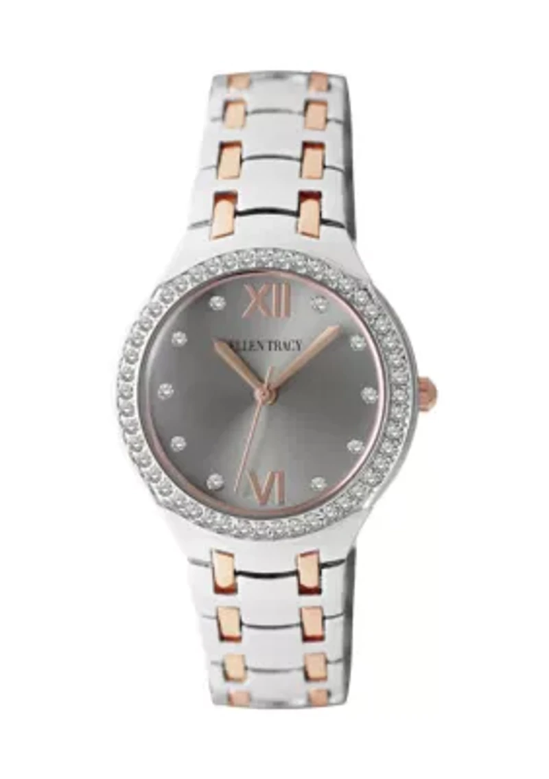 Two Tone Rose Crystal Bracelet Watch