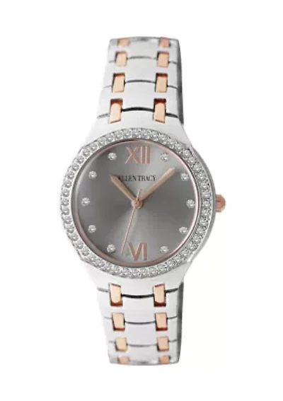 Two Tone Rose Crystal Bracelet Watch